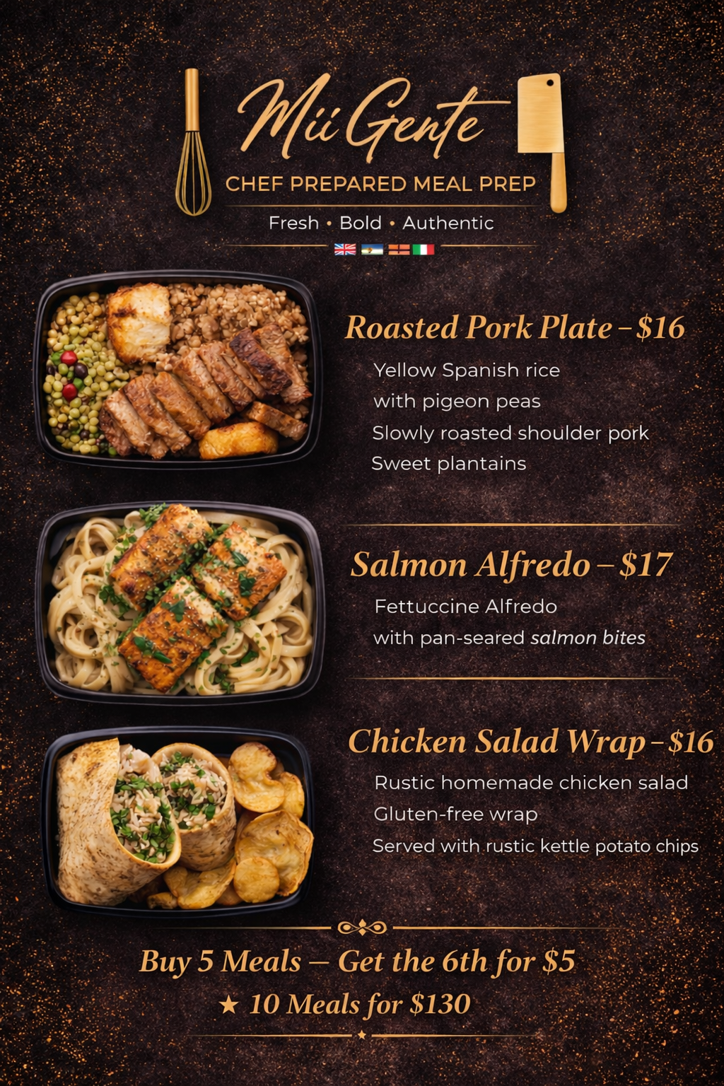 Mii Gente weekly meals menu